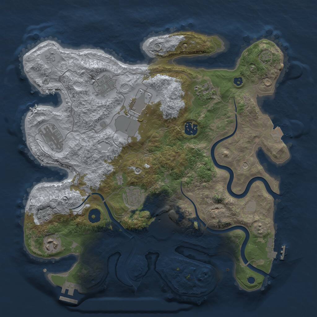 Rust Map: Procedural Map, Size: 3500, Seed: 2399554, 15 Monuments
