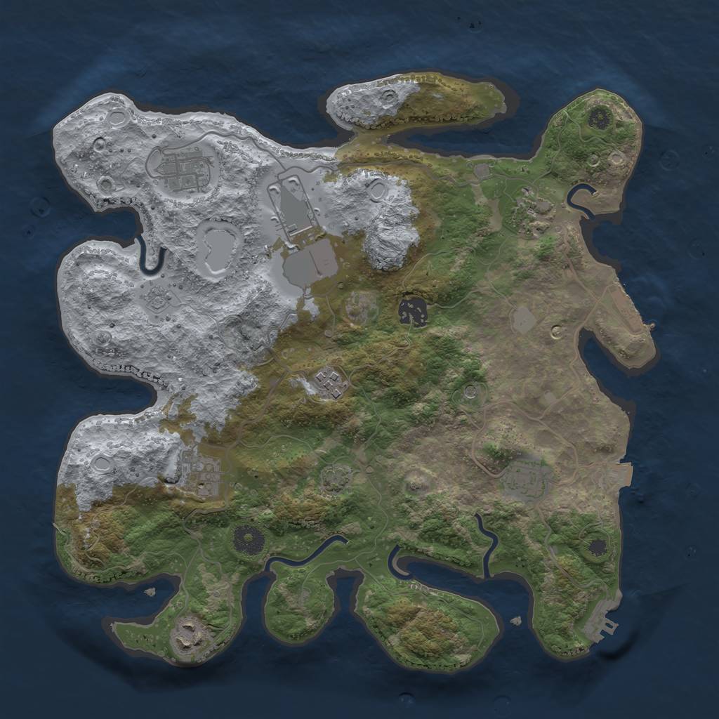 Rust Map: Procedural Map, Size: 3500, Seed: 2399554, 16 Monuments