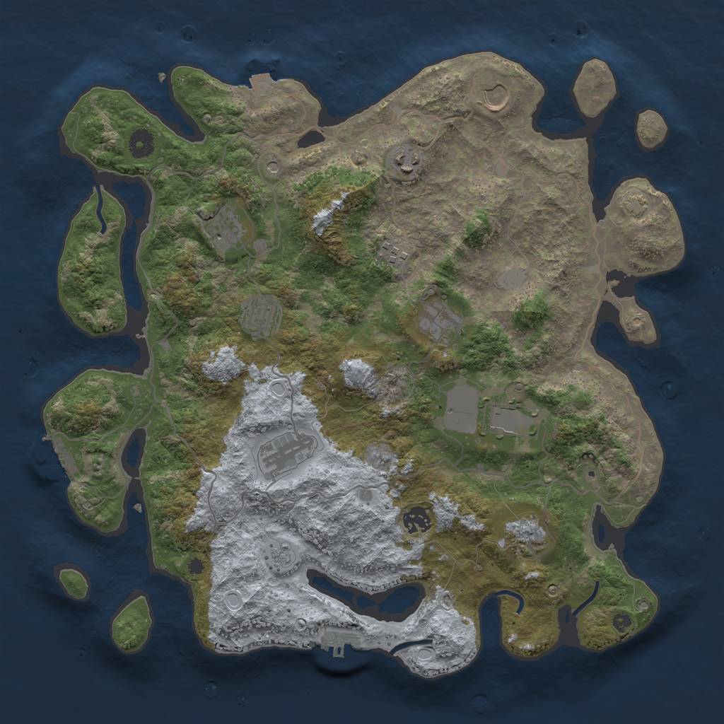 Rust Map: Procedural Map, Size: 4000, Seed: 822739165, 18 Monuments