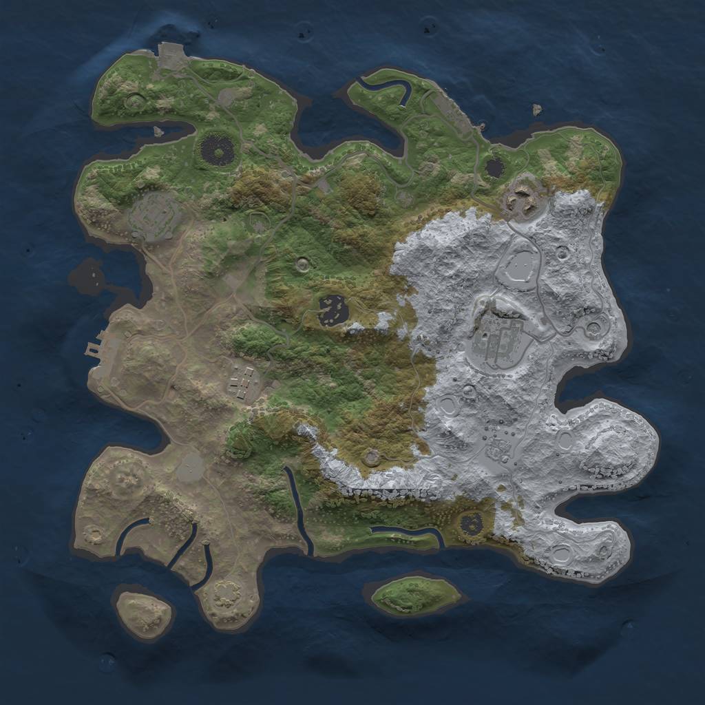 Rust Map: Procedural Map, Size: 3250, Seed: 83876, 13 Monuments