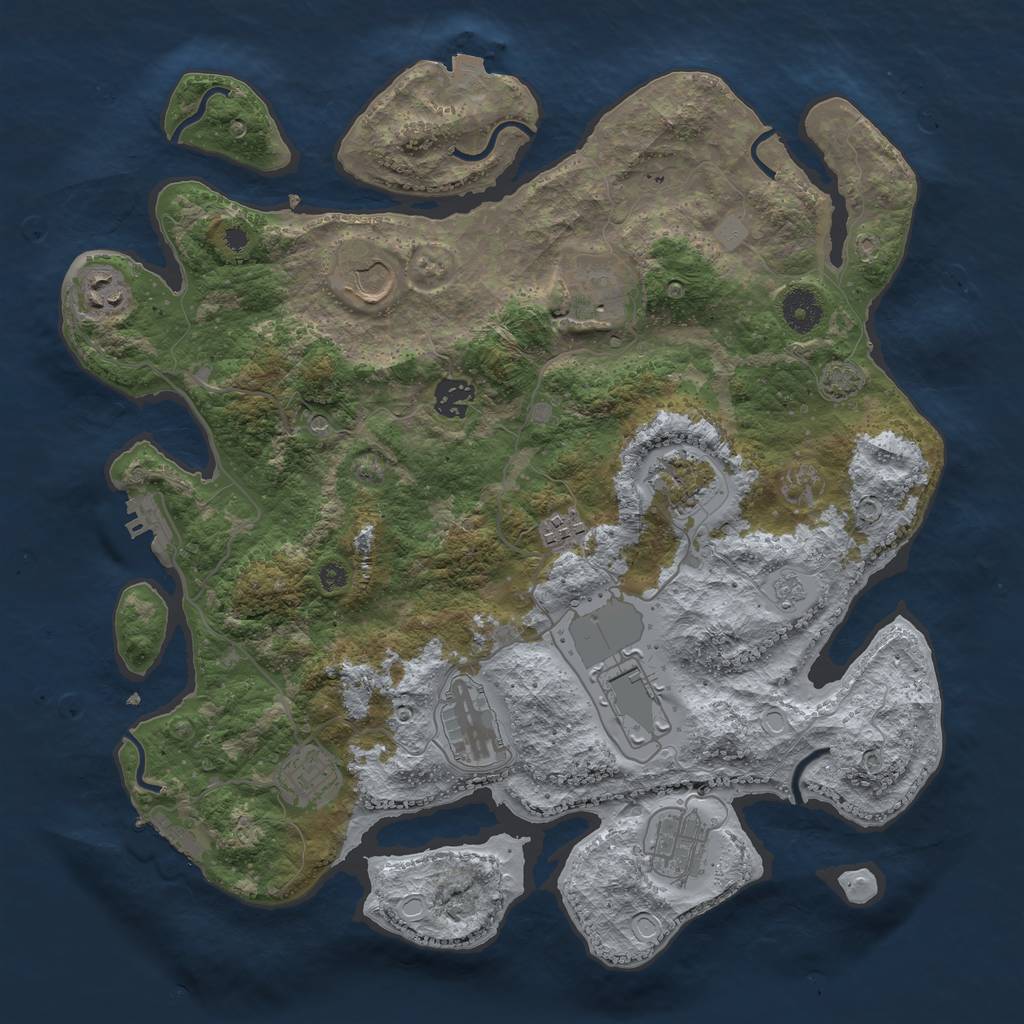 Rust Map: Procedural Map, Size: 3750, Seed: 334691182, 18 Monuments