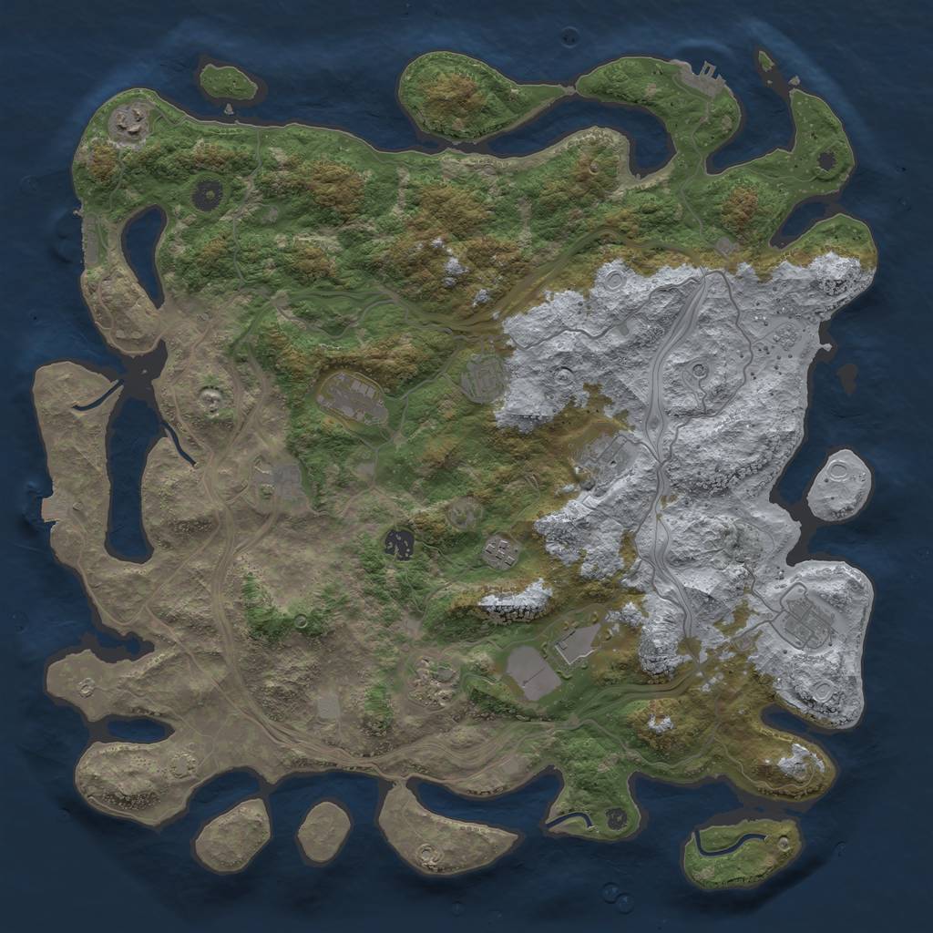 Rust Map: Procedural Map, Size: 4500, Seed: 206545624, 18 Monuments