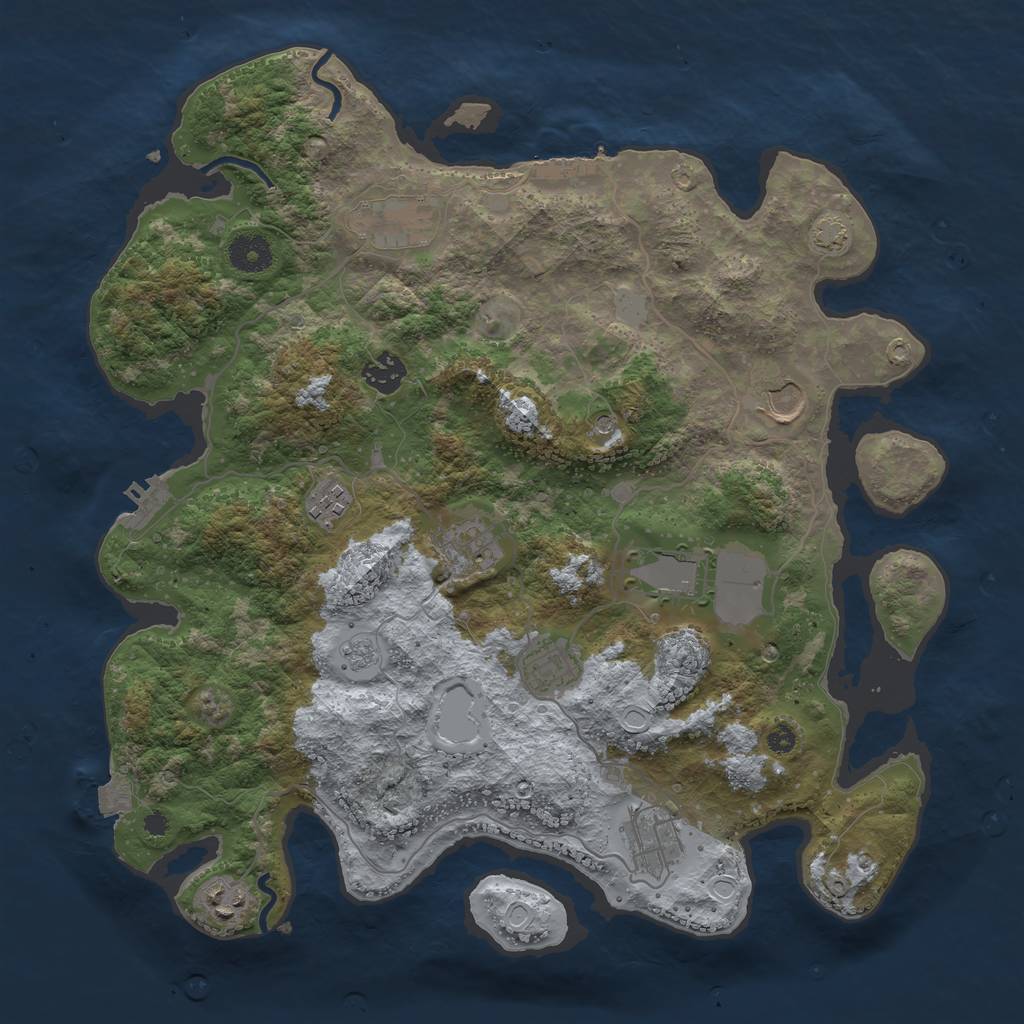 Rust Map: Procedural Map, Size: 3750, Seed: 1089996538, 17 Monuments