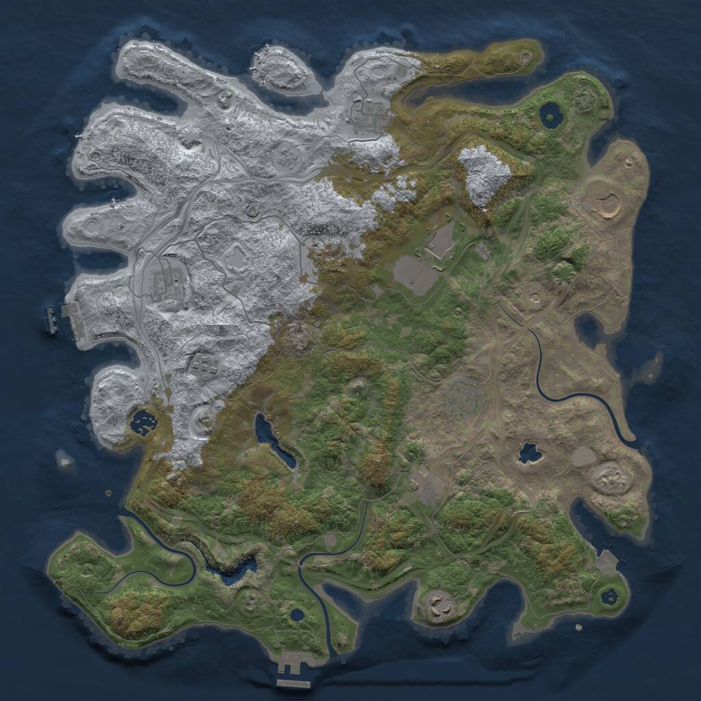 Rust Map: Procedural Map, Size: 4250, Seed: 1110361268, 16 Monuments