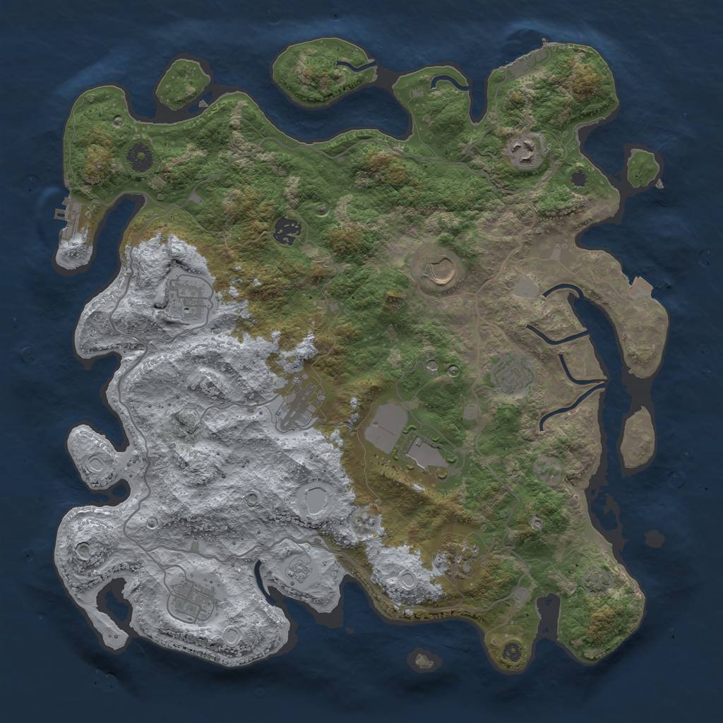 Rust Map: Procedural Map, Size: 4000, Seed: 523387956, 17 Monuments