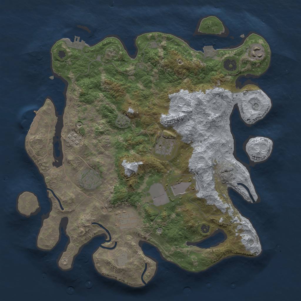 Rust Map: Procedural Map, Size: 3500, Seed: 17670, 14 Monuments