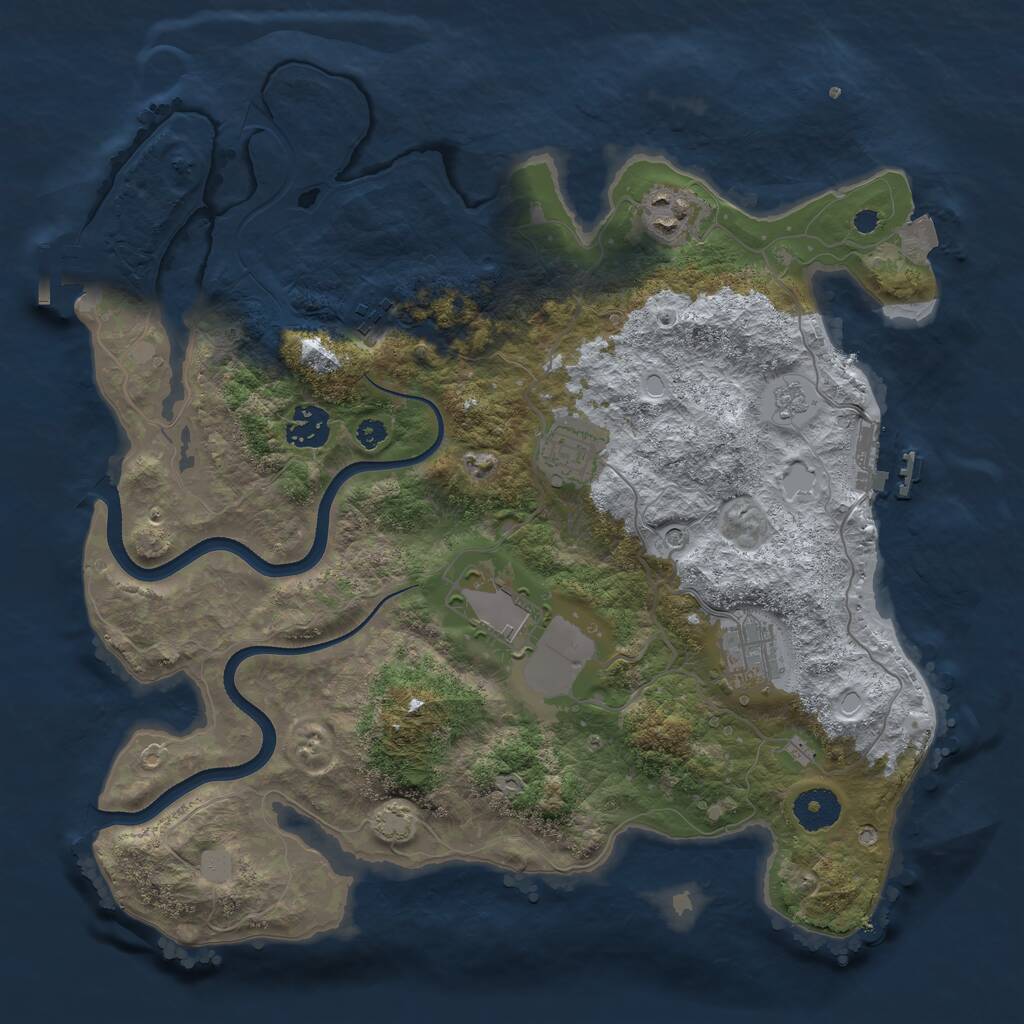Rust Map: Procedural Map, Size: 3500, Seed: 1423103913, 12 Monuments