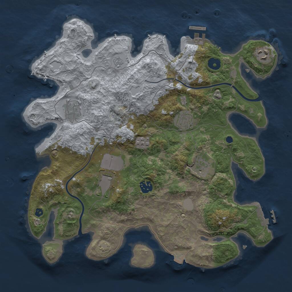 Rust Map: Procedural Map, Size: 3500, Seed: 1777648122, 13 Monuments