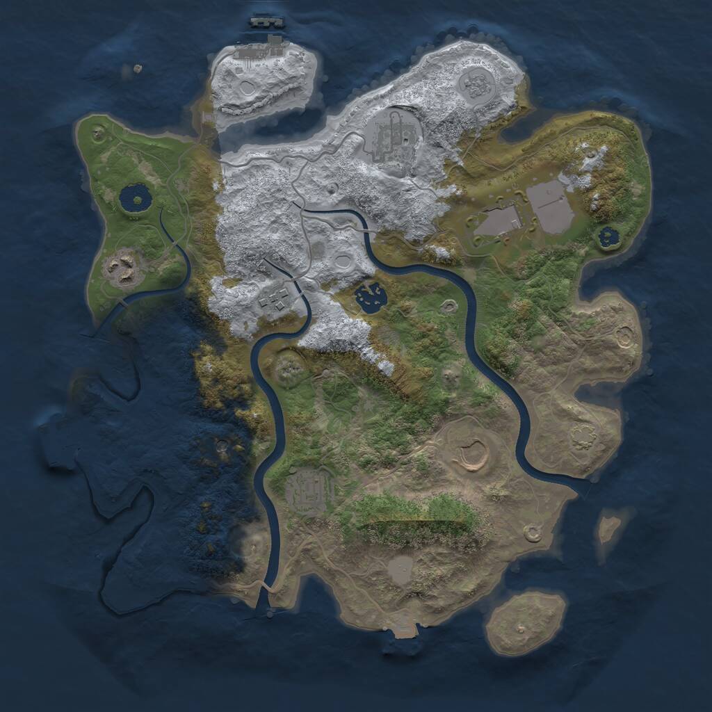 Rust Map: Procedural Map, Size: 3500, Seed: 669228386, 13 Monuments