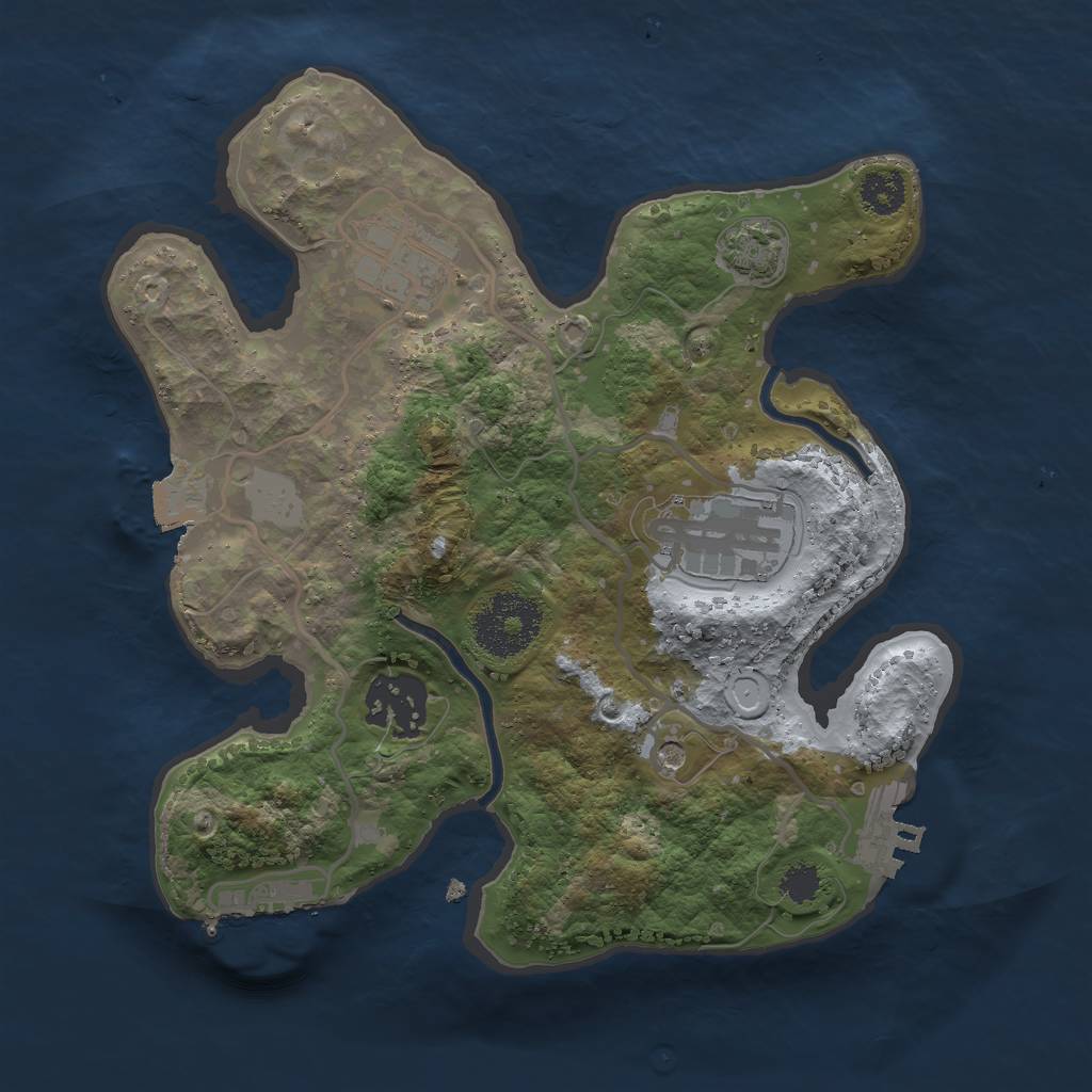 Rust Map: Procedural Map, Size: 2500, Seed: 781941332, 10 Monuments
