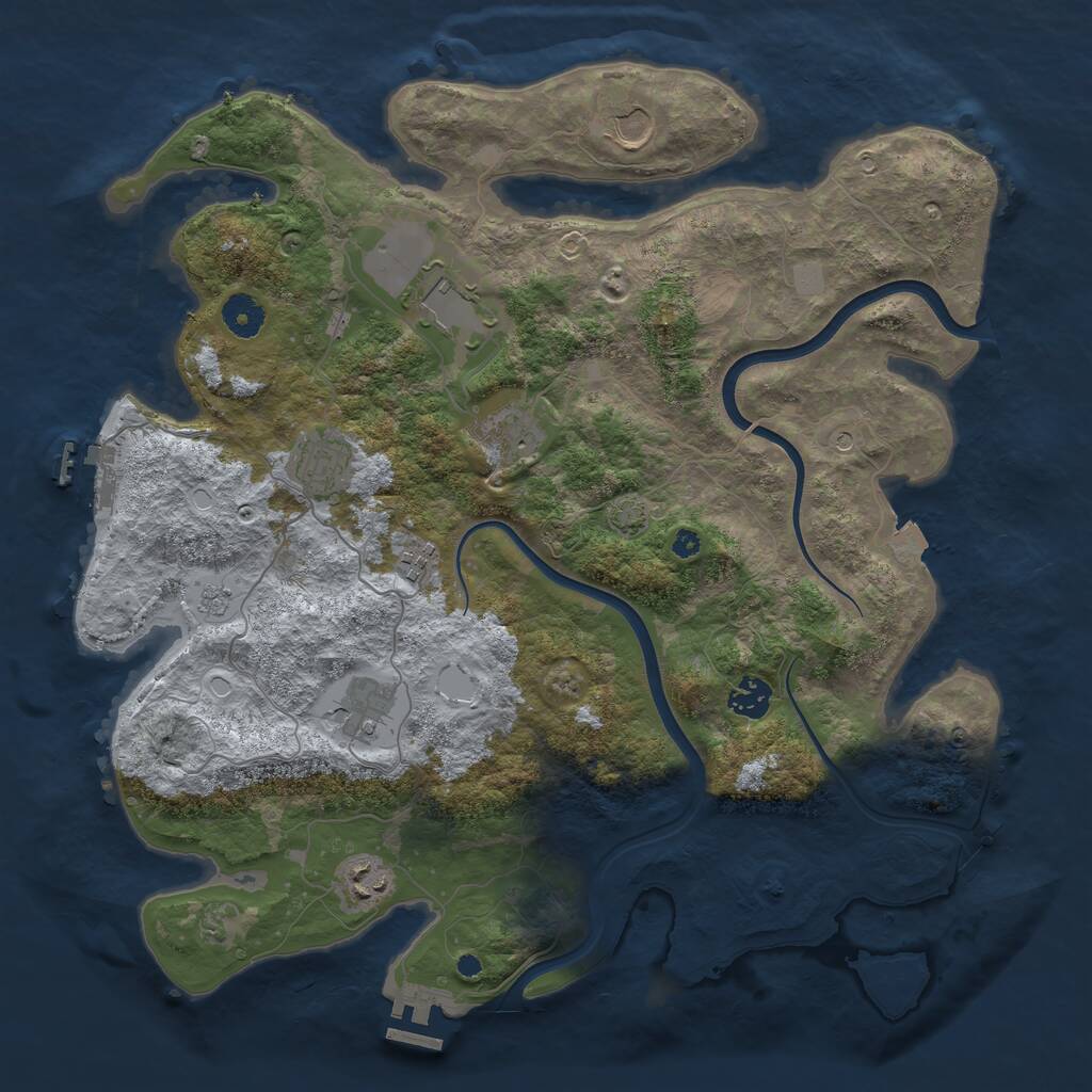 Rust Map: Procedural Map, Size: 3900, Seed: 21594380, 14 Monuments