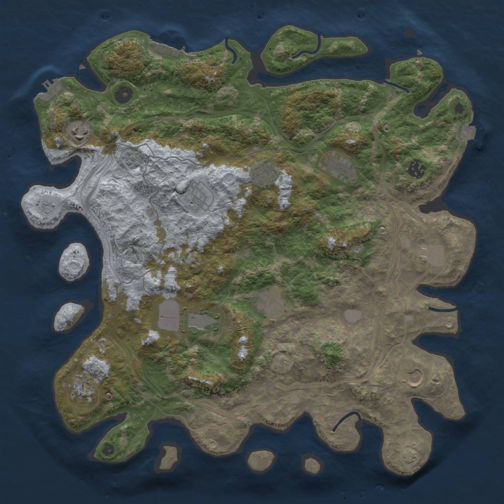 Rust Map: Procedural Map, Size: 4250, Seed: 1728663874, 19 Monuments