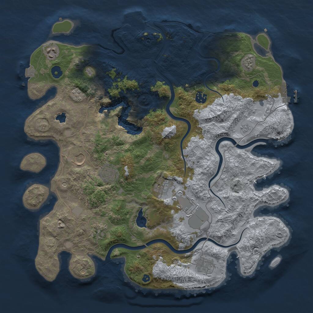 Rust Map: Procedural Map, Size: 4000, Seed: 10193332, 15 Monuments