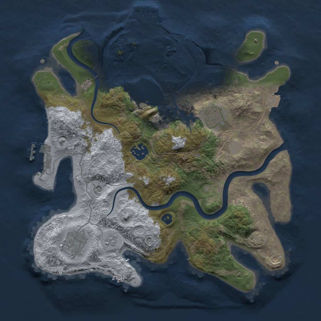 Rust Map: Procedural Map, Size: 3000, Seed: 16130, 11 Monuments