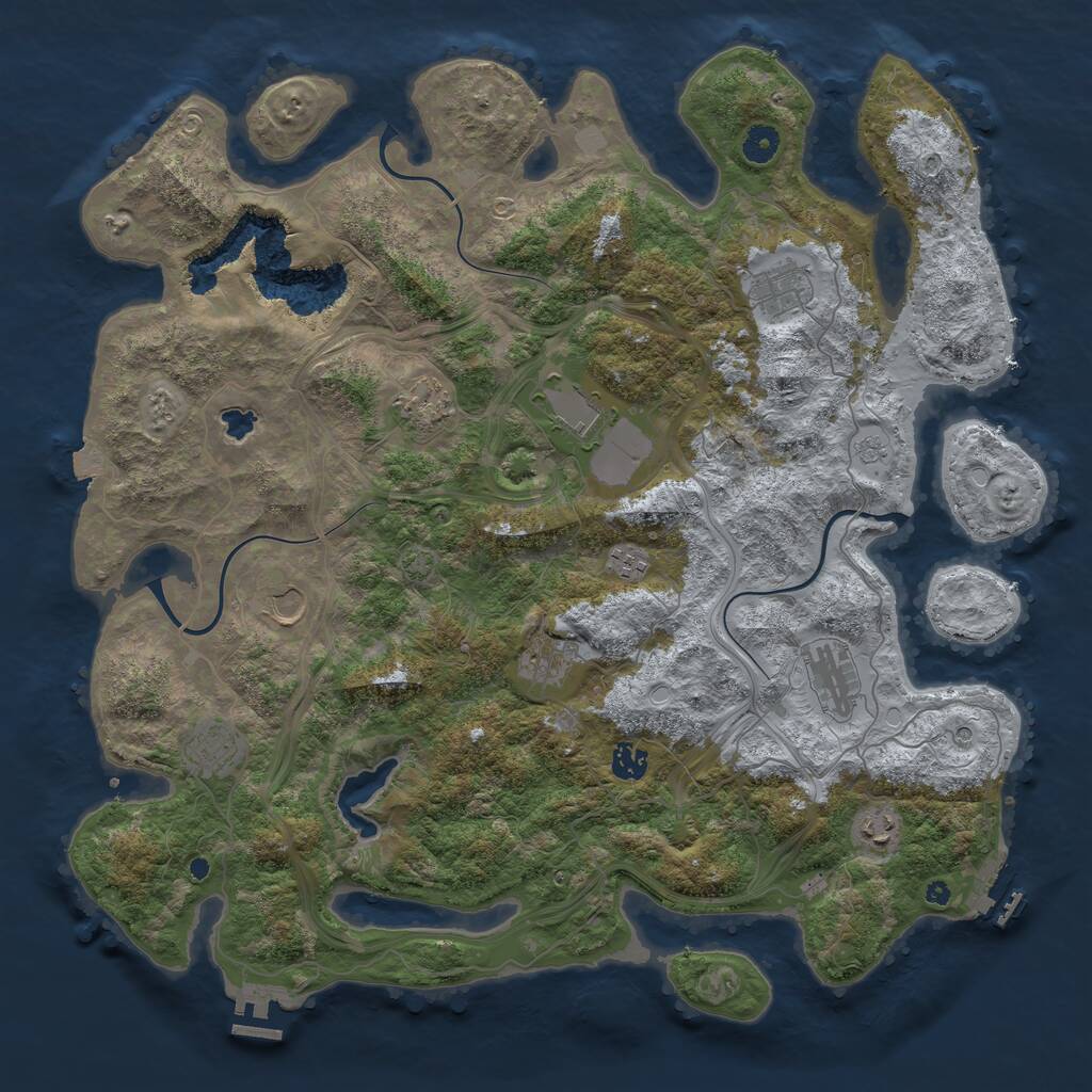 Rust Map: Procedural Map, Size: 4400, Seed: 77756240, 16 Monuments