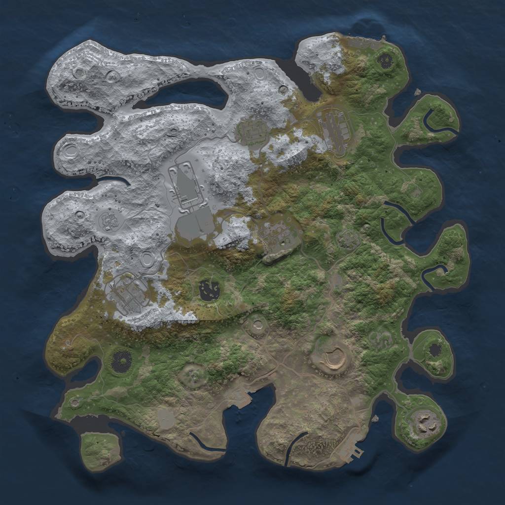 Rust Map: Procedural Map, Size: 3500, Seed: 32353, 16 Monuments