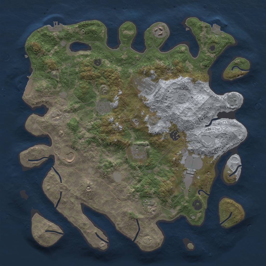 Rust Map: Procedural Map, Size: 3900, Seed: 76976653, 17 Monuments