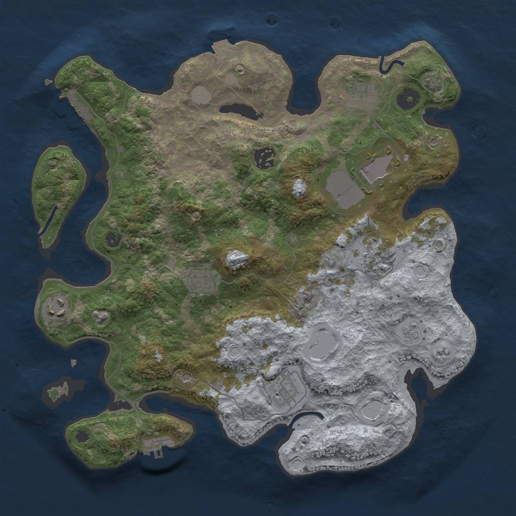 Rust Map: Procedural Map, Size: 3500, Seed: 1469418631, 15 Monuments