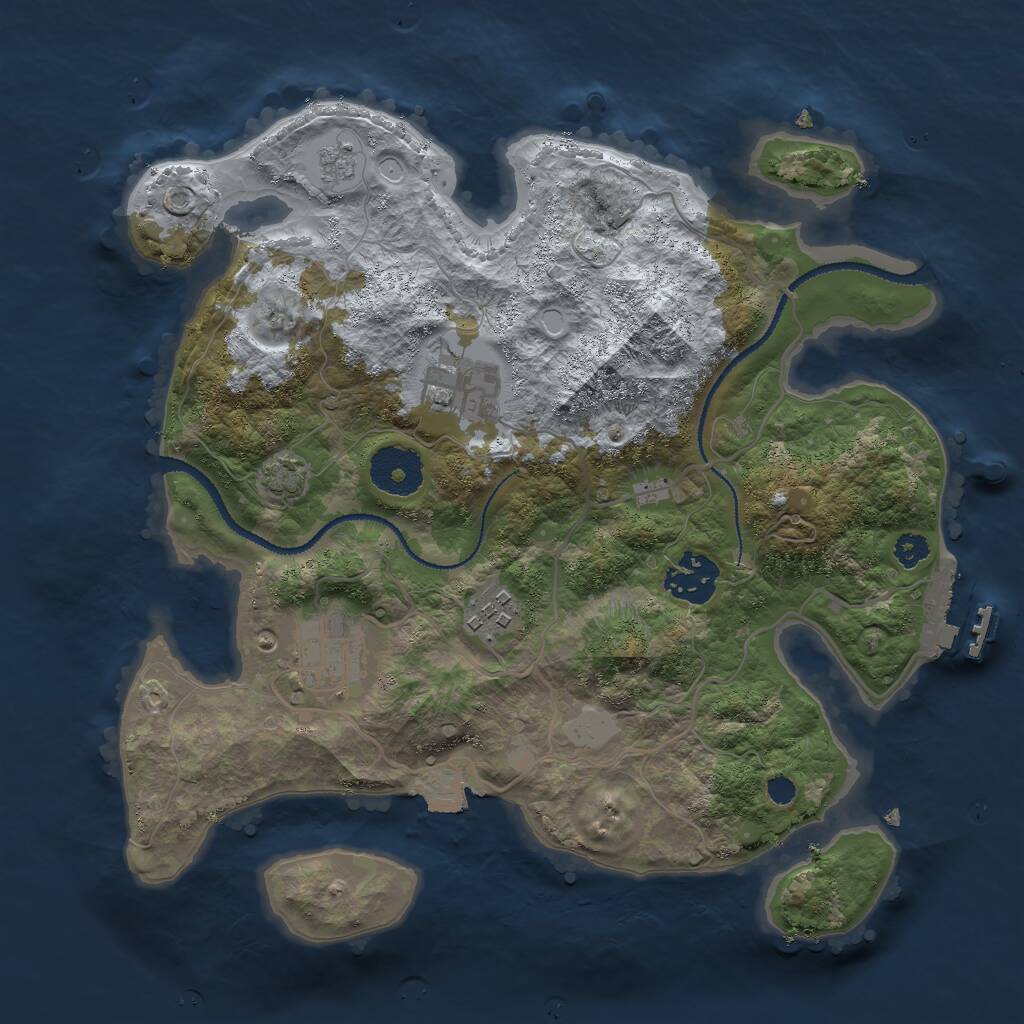 Rust Map: Procedural Map, Size: 3000, Seed: 3926, 8 Monuments