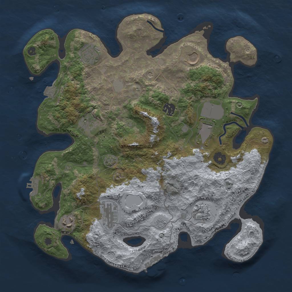 Rust Map: Procedural Map, Size: 3500, Seed: 4865, 16 Monuments