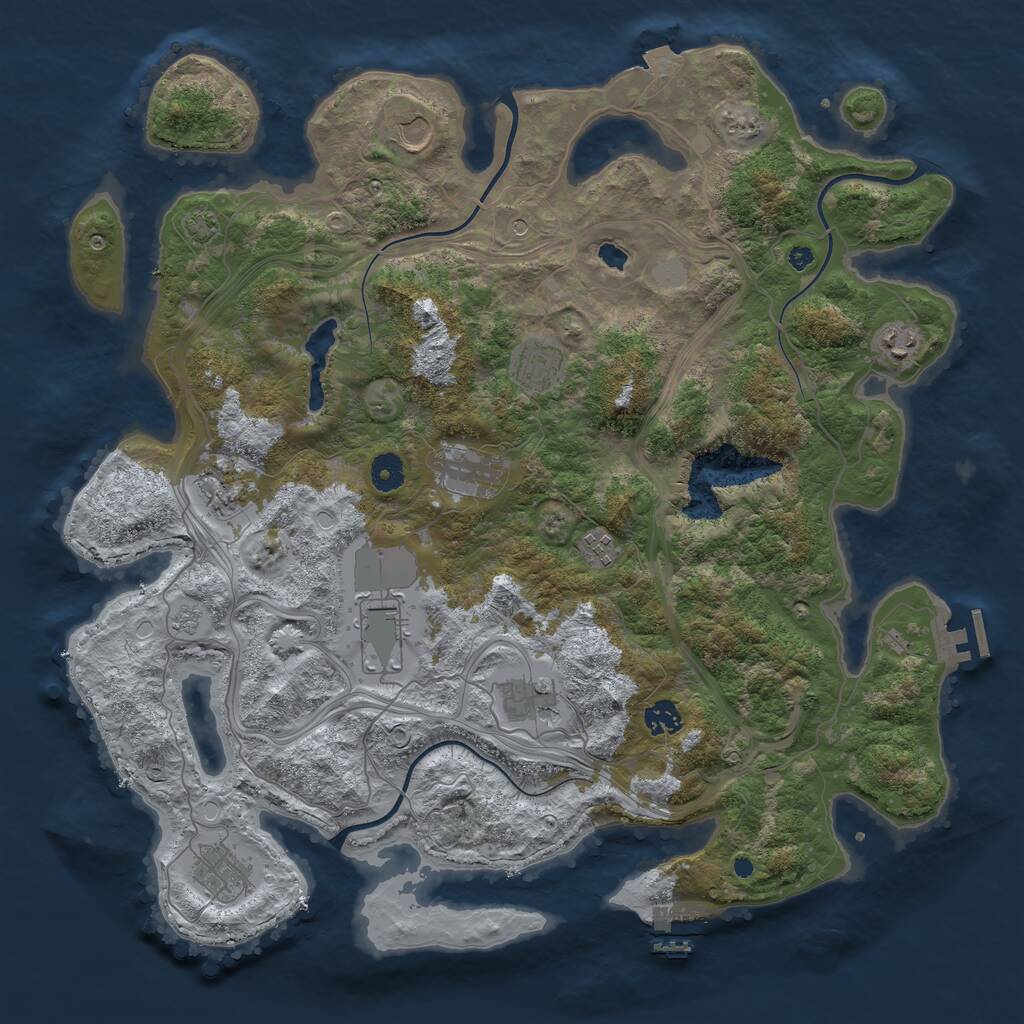 Rust Map: Procedural Map, Size: 4250, Seed: 20709, 16 Monuments
