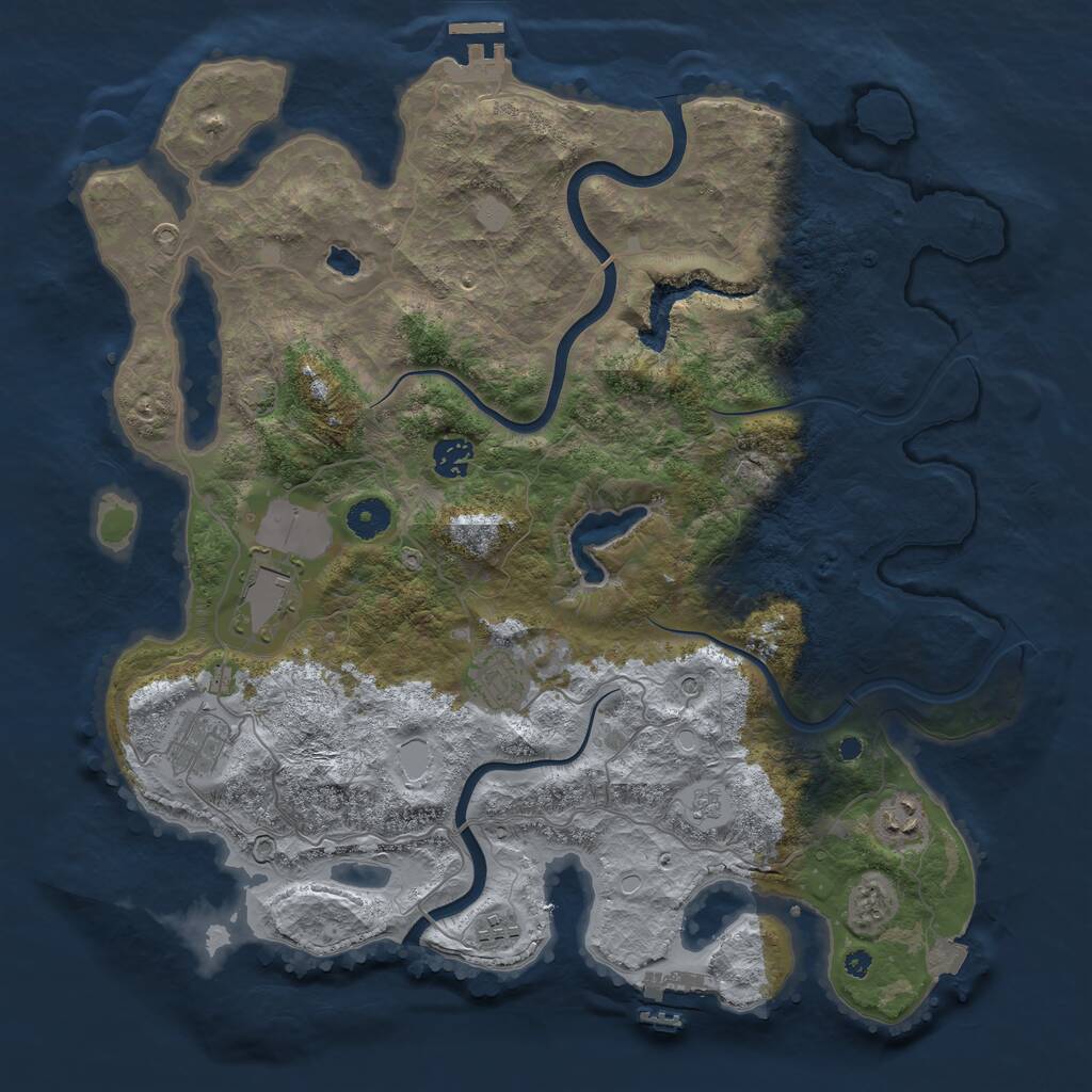 Rust Map: Procedural Map, Size: 4000, Seed: 1031193288, 12 Monuments