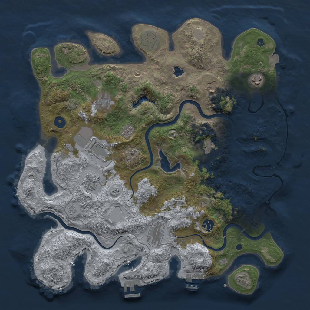 Rust Map: Procedural Map, Size: 4000, Seed: 232343, 16 Monuments