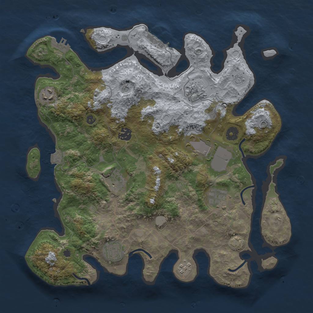 Rust Map: Procedural Map, Size: 3500, Seed: 1252062187, 16 Monuments