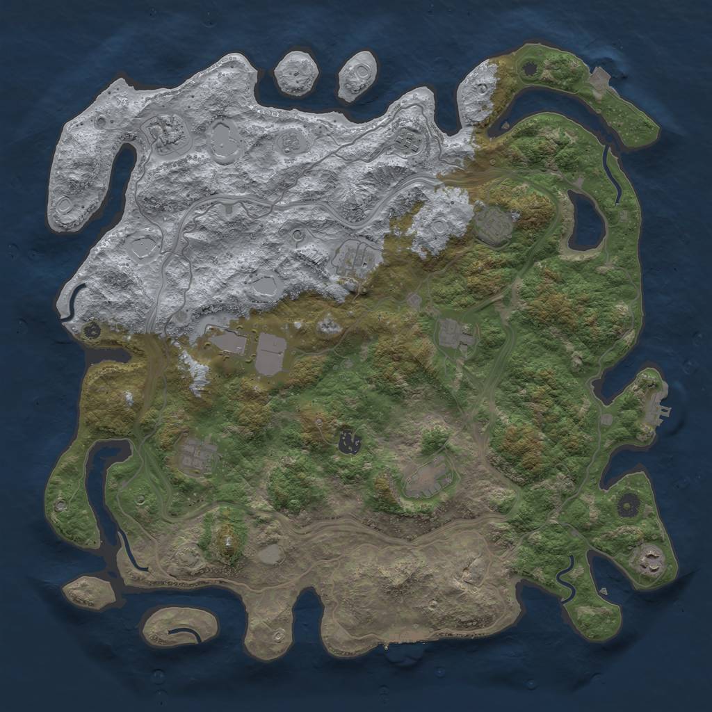 Rust Map: Procedural Map, Size: 4500, Seed: 1310607799, 18 Monuments