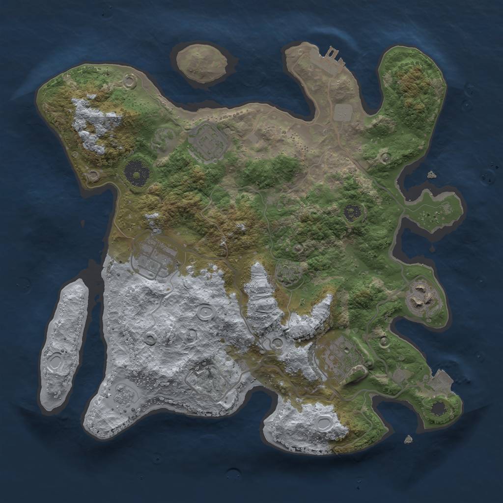 Rust Map: Procedural Map, Size: 3000, Seed: 742679, 11 Monuments