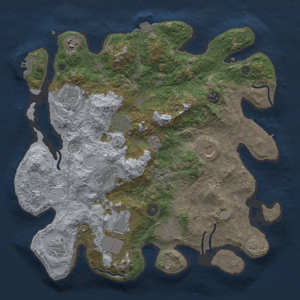 Rust Map: Procedural Map, Size: 3700, Seed: 2077637219, 18 Monuments