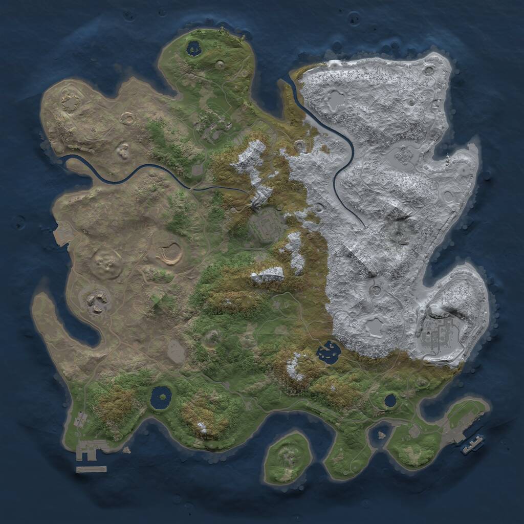 Rust Map: Procedural Map, Size: 3500, Seed: 15453246, 12 Monuments