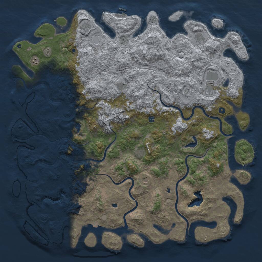Rust Map: Procedural Map, Size: 6000, Seed: 1252062187, 17 Monuments