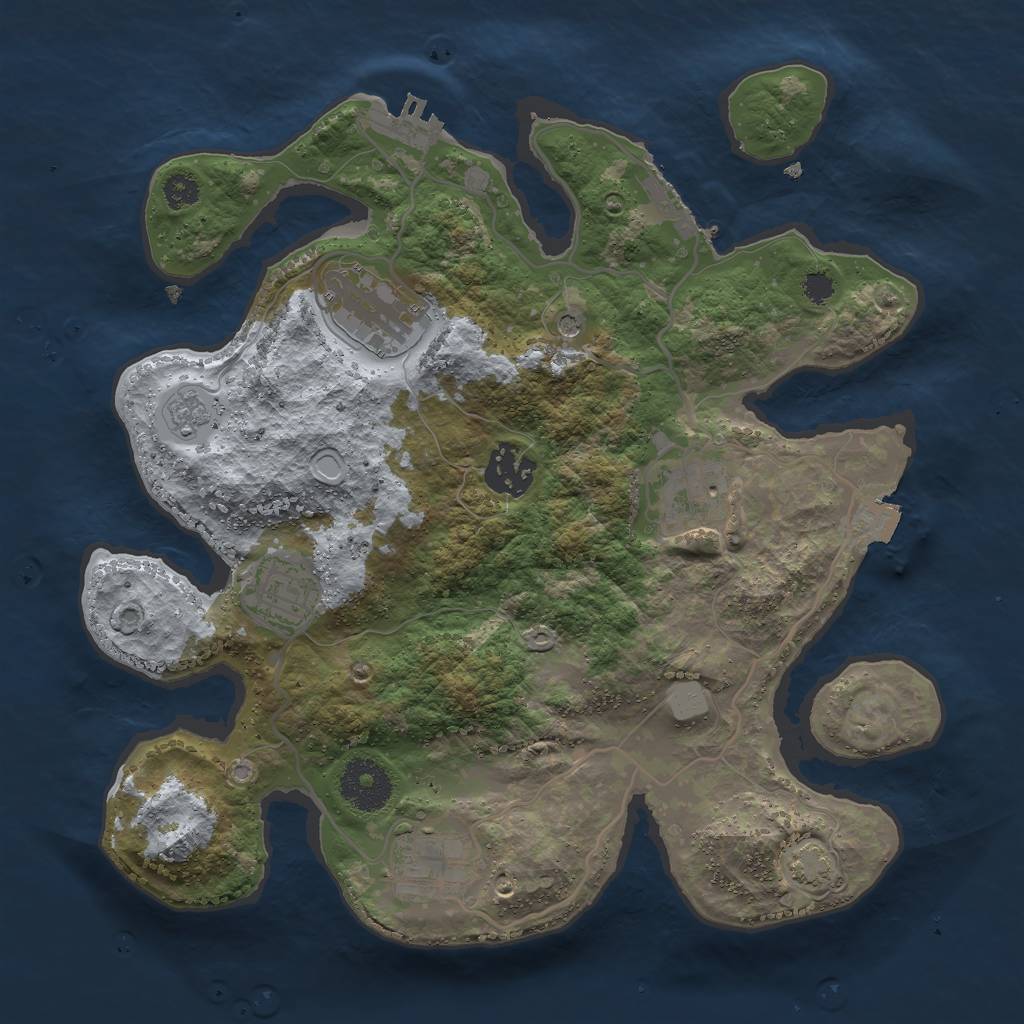 Rust Map: Procedural Map, Size: 3000, Seed: 1619954452, 13 Monuments