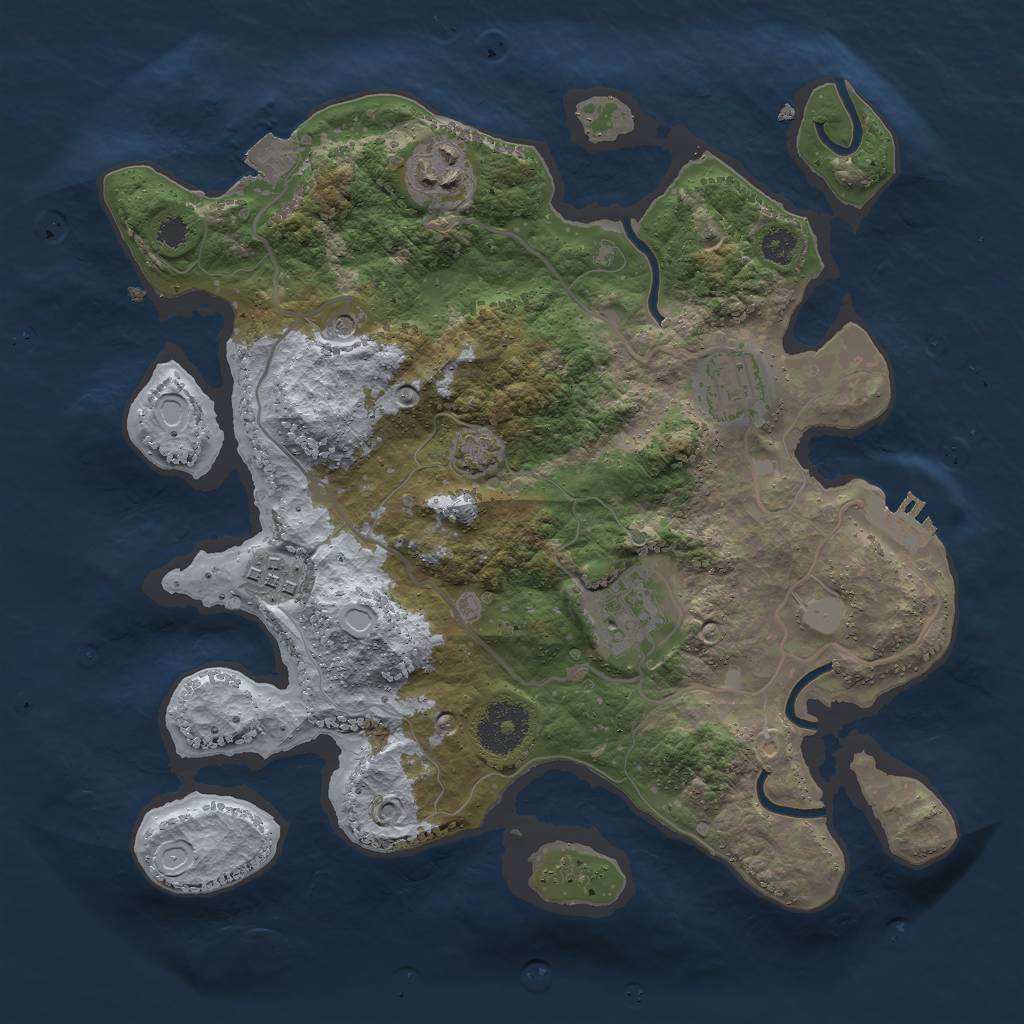 Rust Map: Procedural Map, Size: 3000, Seed: 2013698132, 10 Monuments