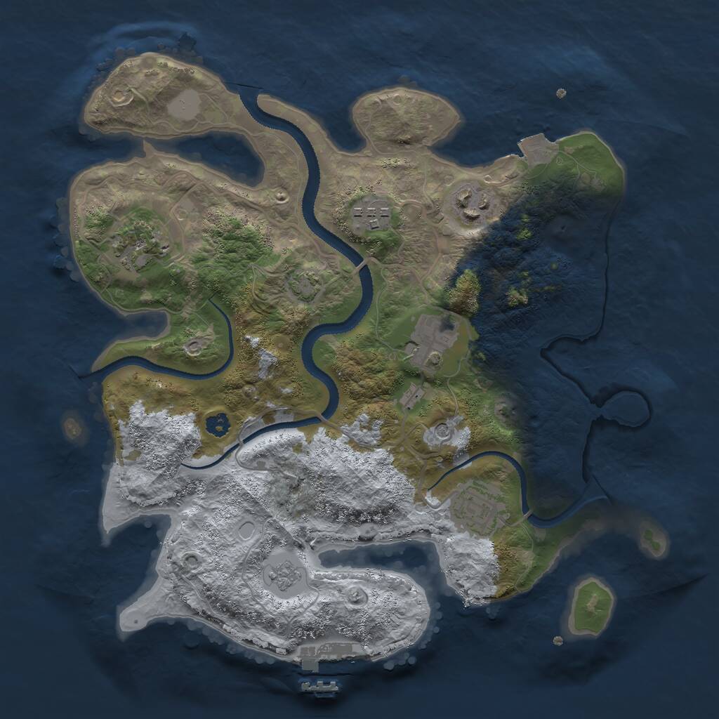 Rust Map: Procedural Map, Size: 3000, Seed: 34695, 10 Monuments