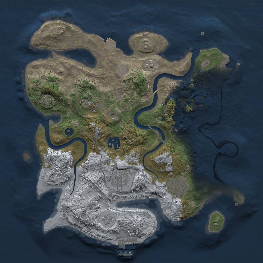 Rust Map: Procedural Map, Size: 3000, Seed: 34695, 11 Monuments