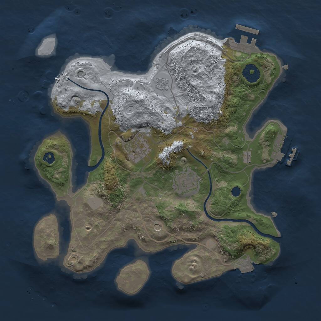 Rust Map: Procedural Map, Size: 2750, Seed: 962033023, 7 Monuments