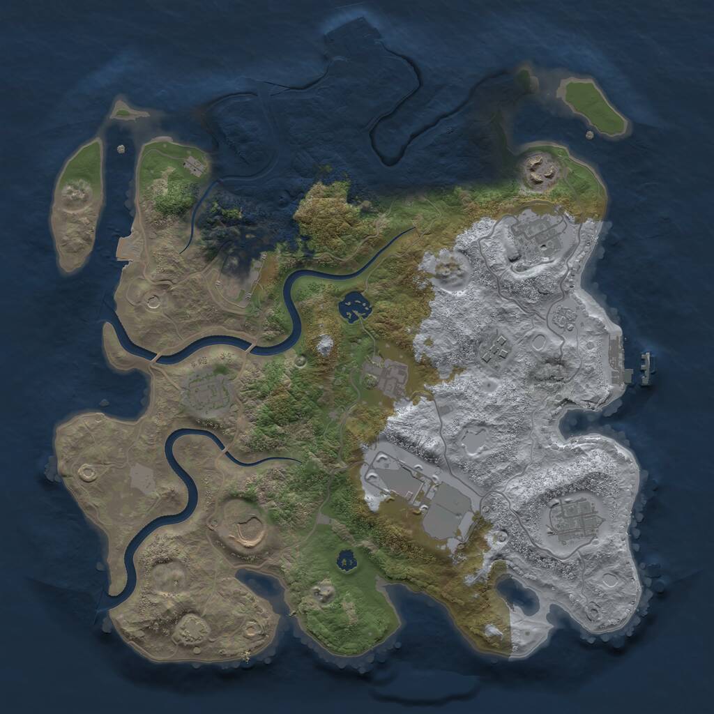 Rust Map: Procedural Map, Size: 3500, Seed: 147993212, 16 Monuments