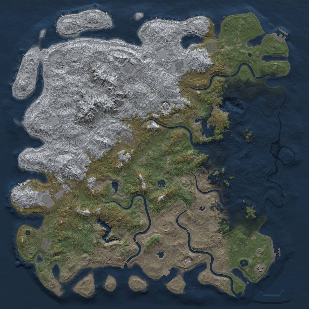 Rust Map: Procedural Map, Size: 6000, Seed: 3235644, 17 Monuments