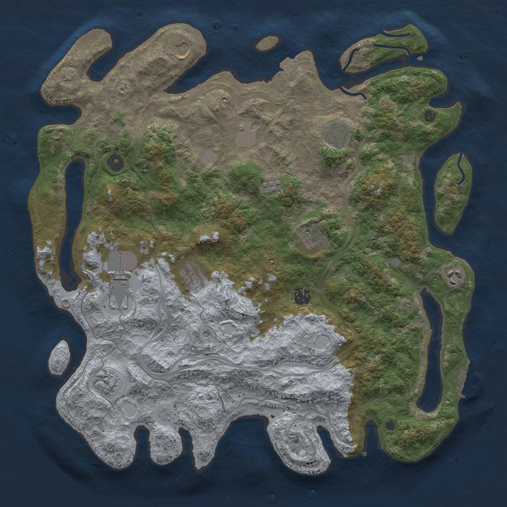 Rust Map: Procedural Map, Size: 4500, Seed: 2043606724, 17 Monuments