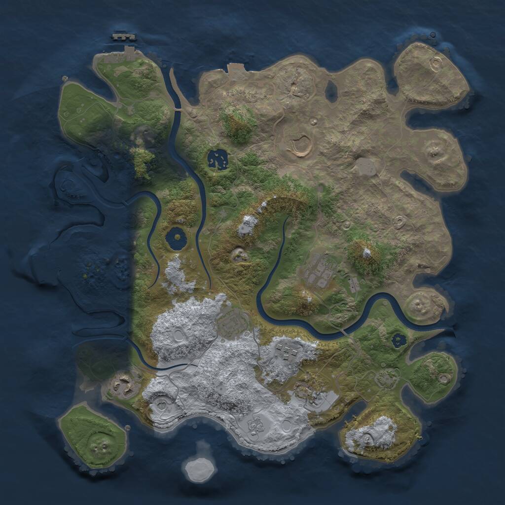 Rust Map: Procedural Map, Size: 3500, Seed: 1991220575, 13 Monuments