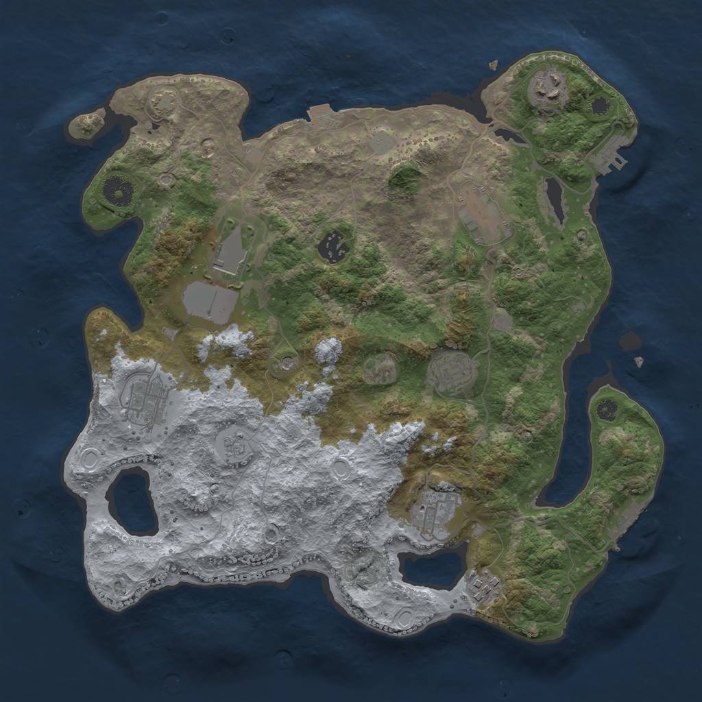 Rust Map: Procedural Map, Size: 3500, Seed: 1421448963, 16 Monuments