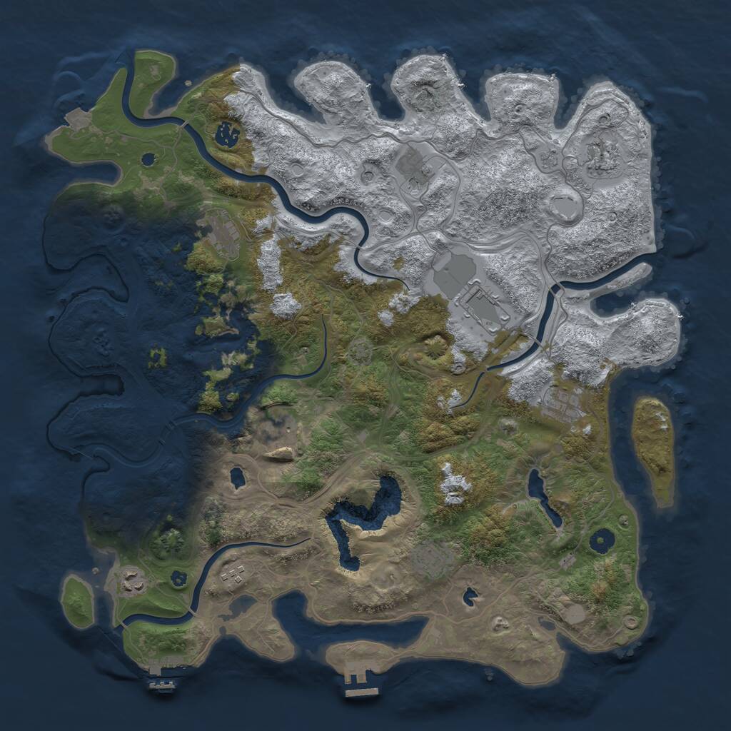 Rust Map: Procedural Map, Size: 4500, Seed: 1943888229, 16 Monuments