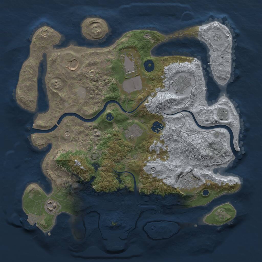 Rust Map: Procedural Map, Size: 3500, Seed: 9115262, 13 Monuments