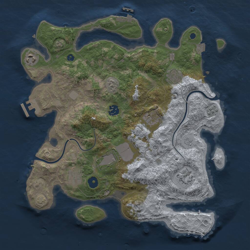 Rust Map: Procedural Map, Size: 3500, Seed: 266288946, 14 Monuments