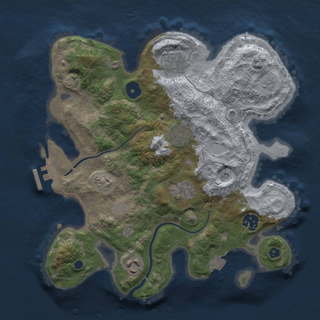 Rust Map: Procedural Map, Size: 3000, Seed: 1421280839, 10 Monuments