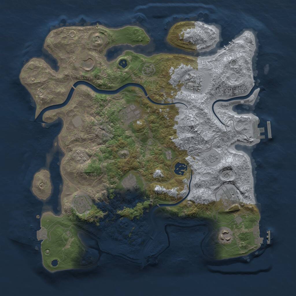 Rust Map: Procedural Map, Size: 3500, Seed: 1260915839, 15 Monuments