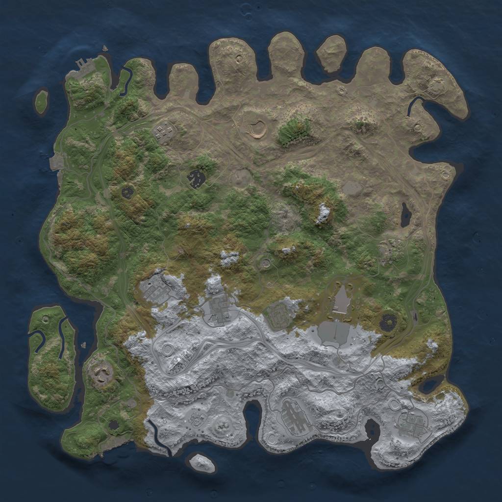 Rust Map: Procedural Map, Size: 4250, Seed: 634536904, 19 Monuments