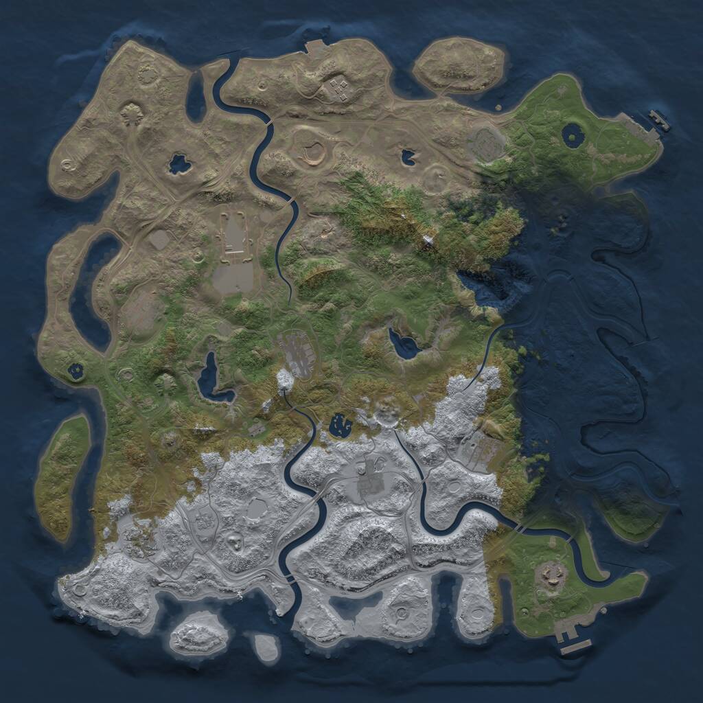 Rust Map: Procedural Map, Size: 4500, Seed: 1138188684, 17 Monuments